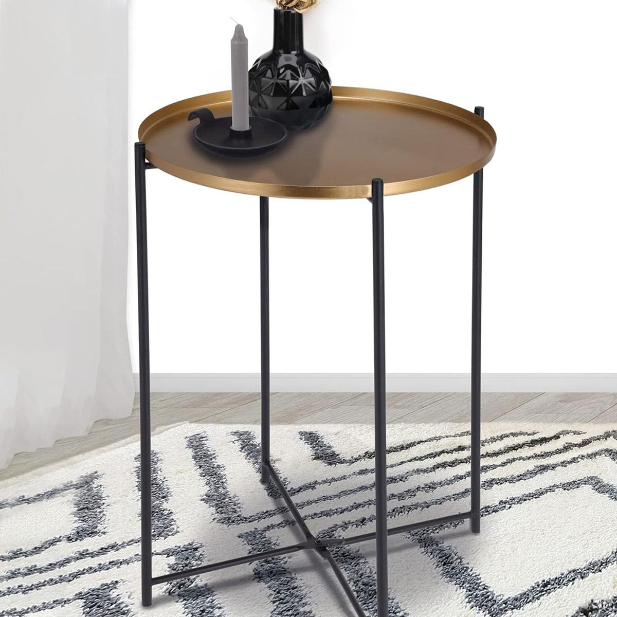Mesa auxiliar redonda metal dorado Ø35x47cm (5)