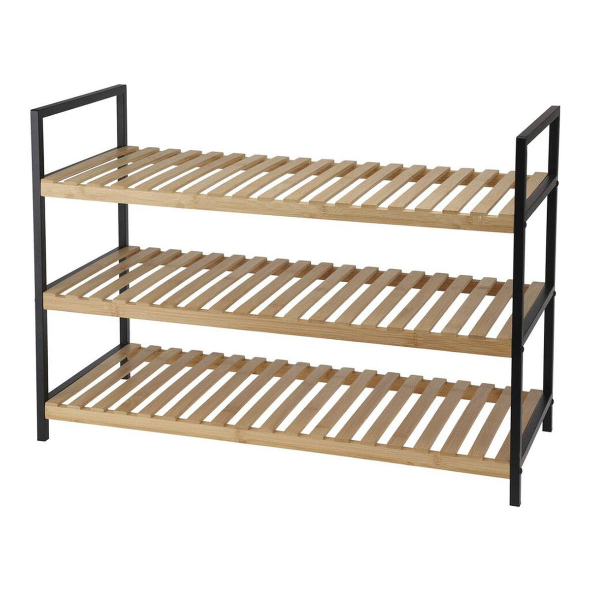 Zapatero de bambú 3 estantes metal y bambú 70x30x48,5cm