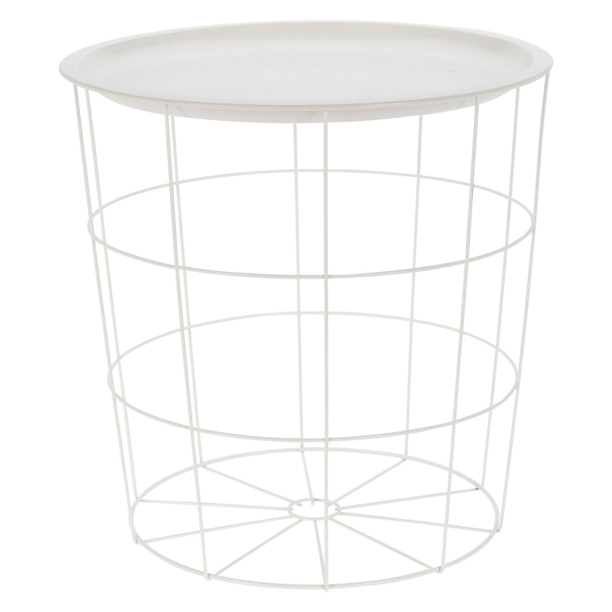 Mesa auxiliar de metal color blanco Ø40x40cm