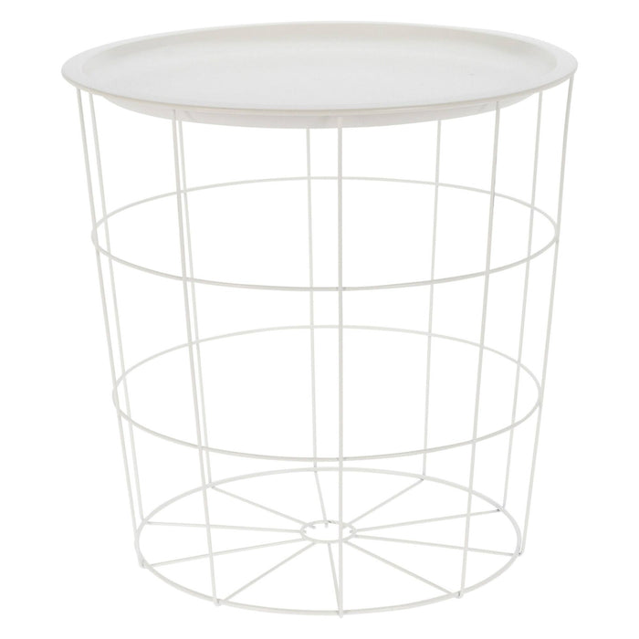 Mesa auxiliar de metal color blanco Ø40x40cm