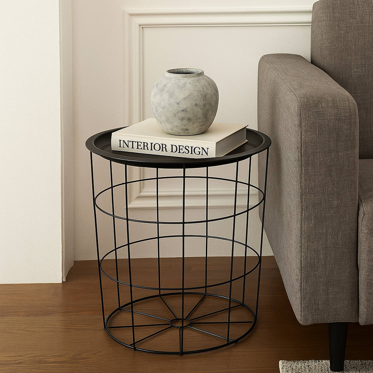 Mesa auxiliar de metal color negro Ø40x40cm (3)