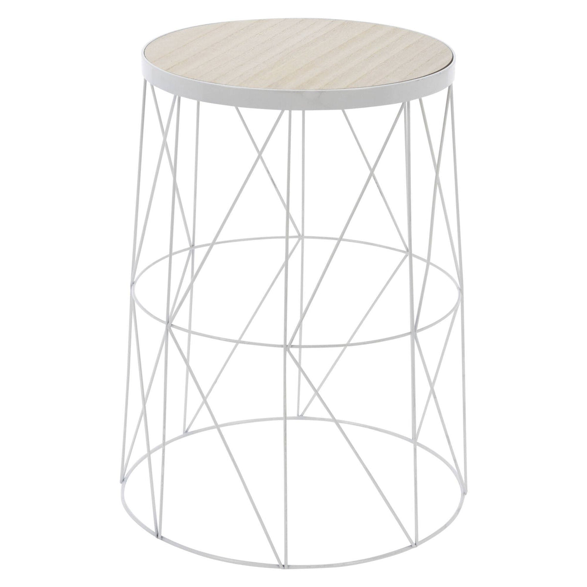 Mesa auxiliar de metal color blanco Ø28x37cm