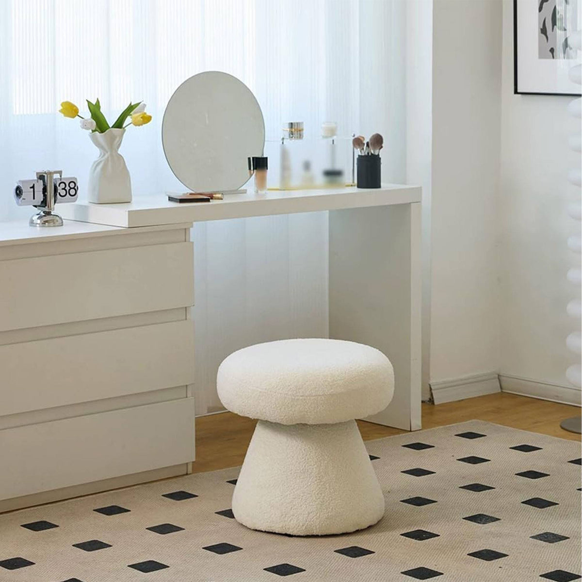 Taburete hongo reposapies color blanco Ø43x38cm (3)