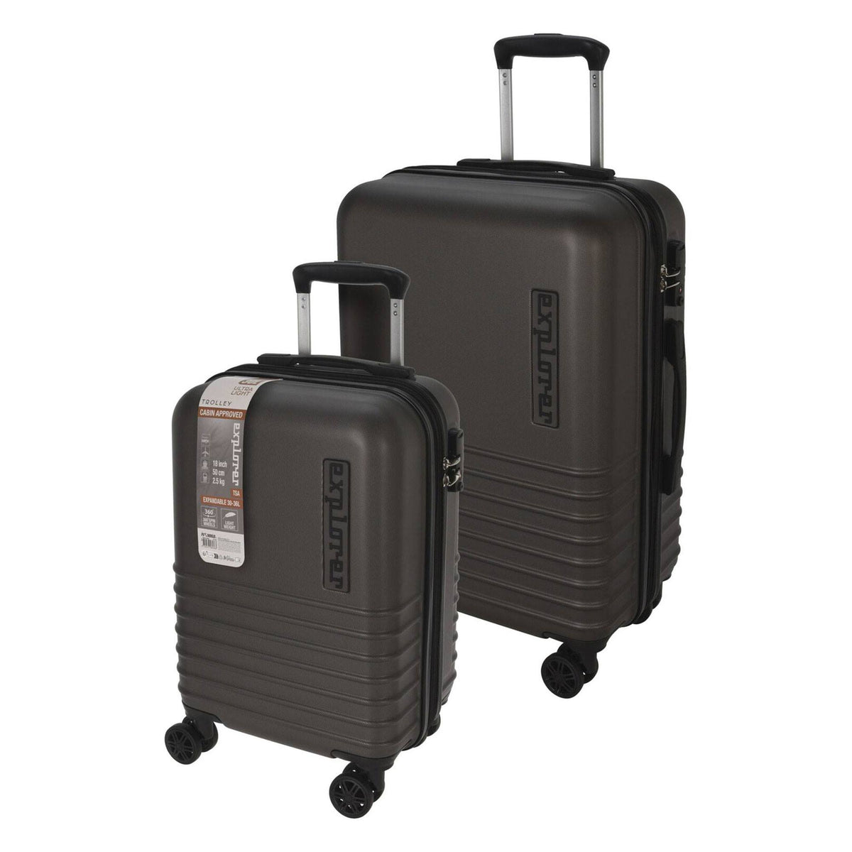 Juego 2 maletas ABS trolley 18'' y 22'' color gris