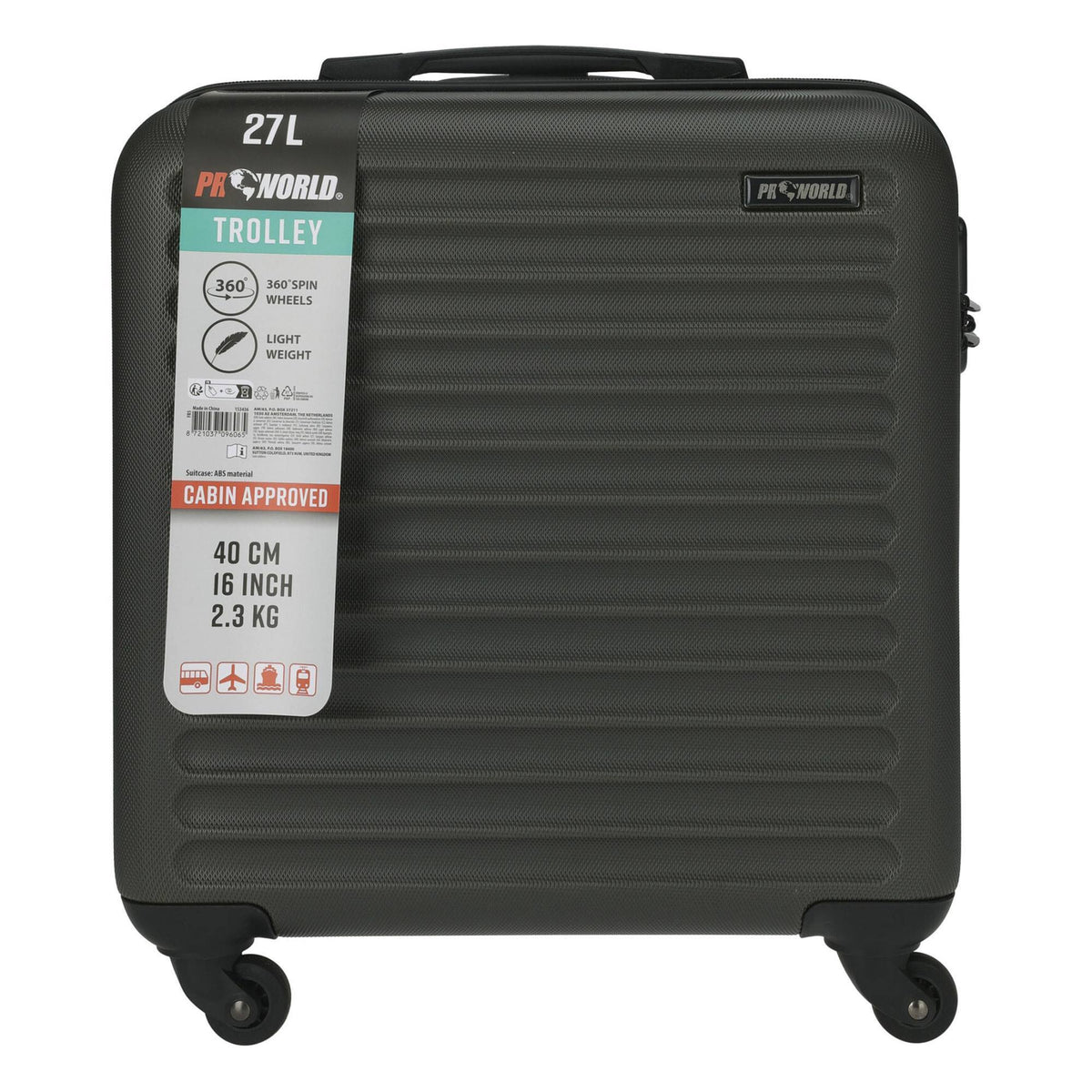 Maleta trolley ABS 16'' 4 ruedas color negro (3)