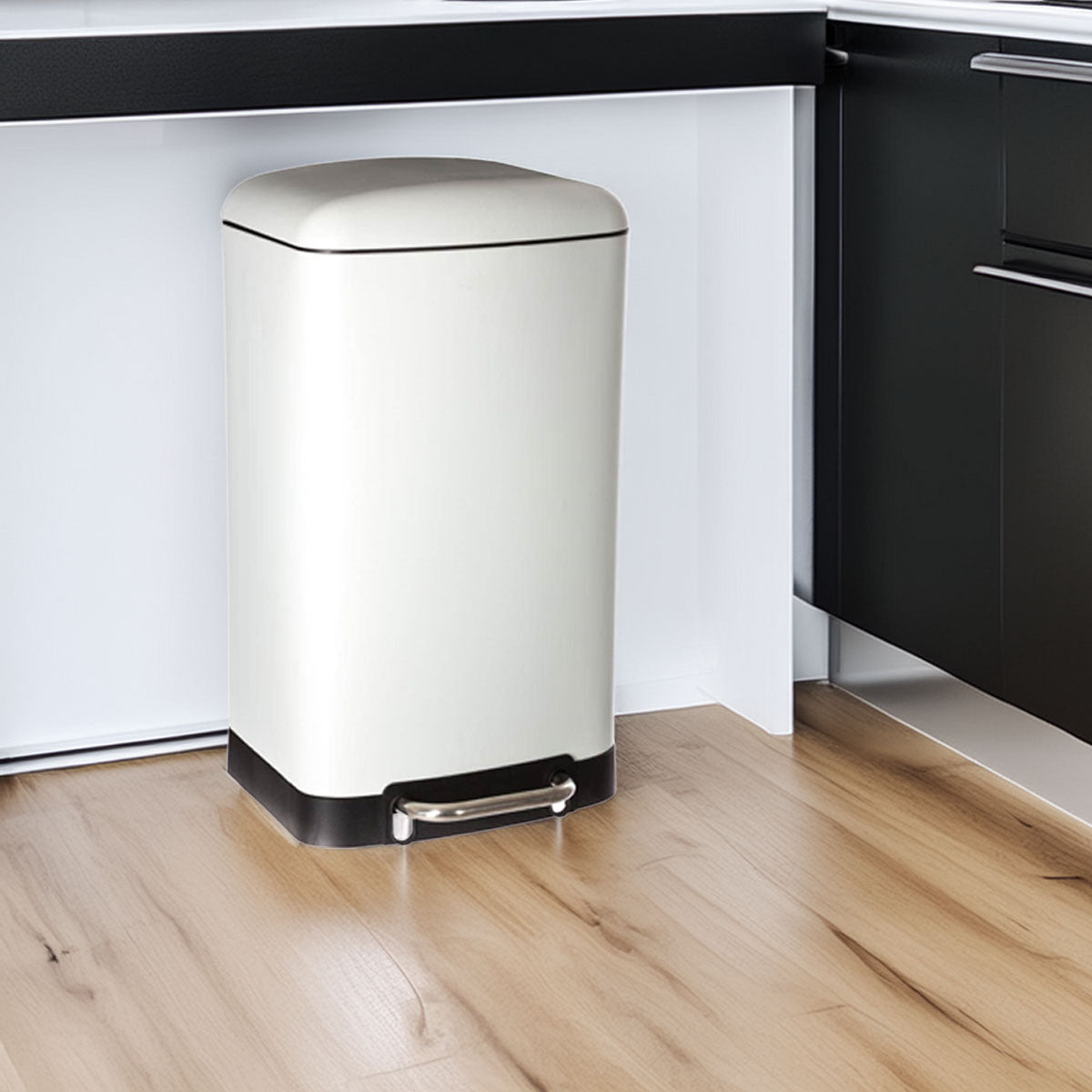 Cubo de metal blanco con tapa 30L (4)
