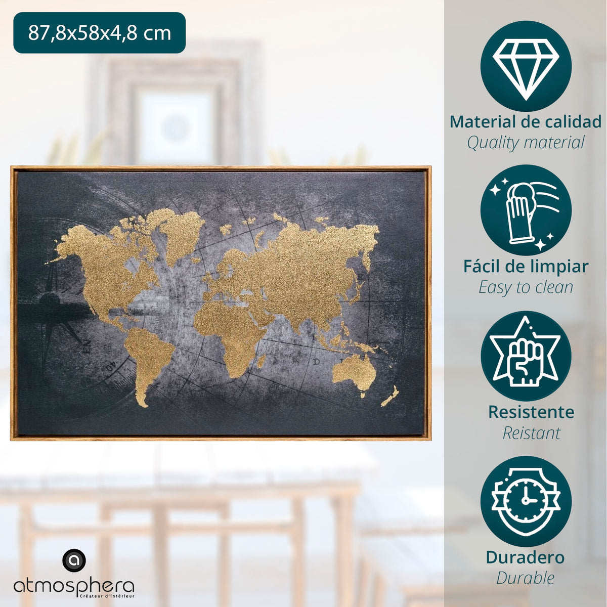 Lienzo impreso diseño mundo 87,8cm (2)