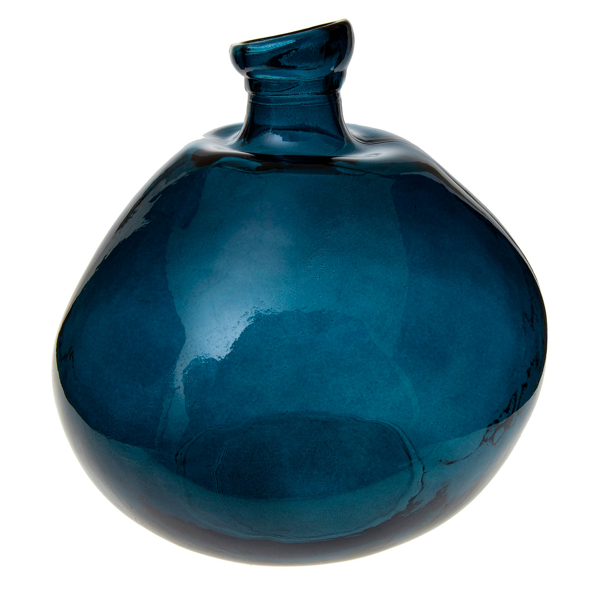 Florero de vidrio reciclado redondo color azul Ø33cm