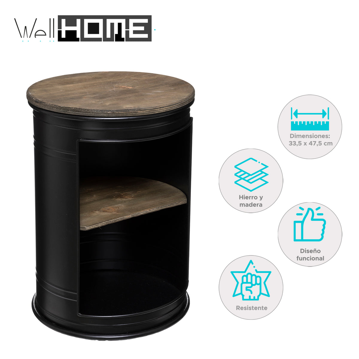 Mesa de centro negro madera melamina (2)