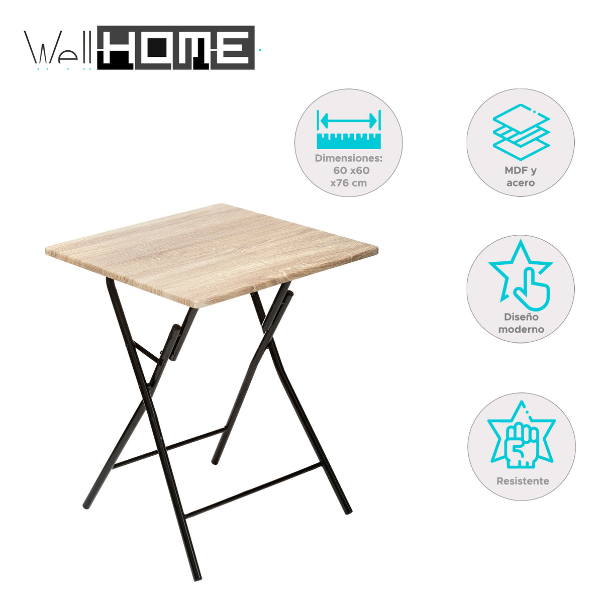 Mesa plegable de madera 60x60cm (2)