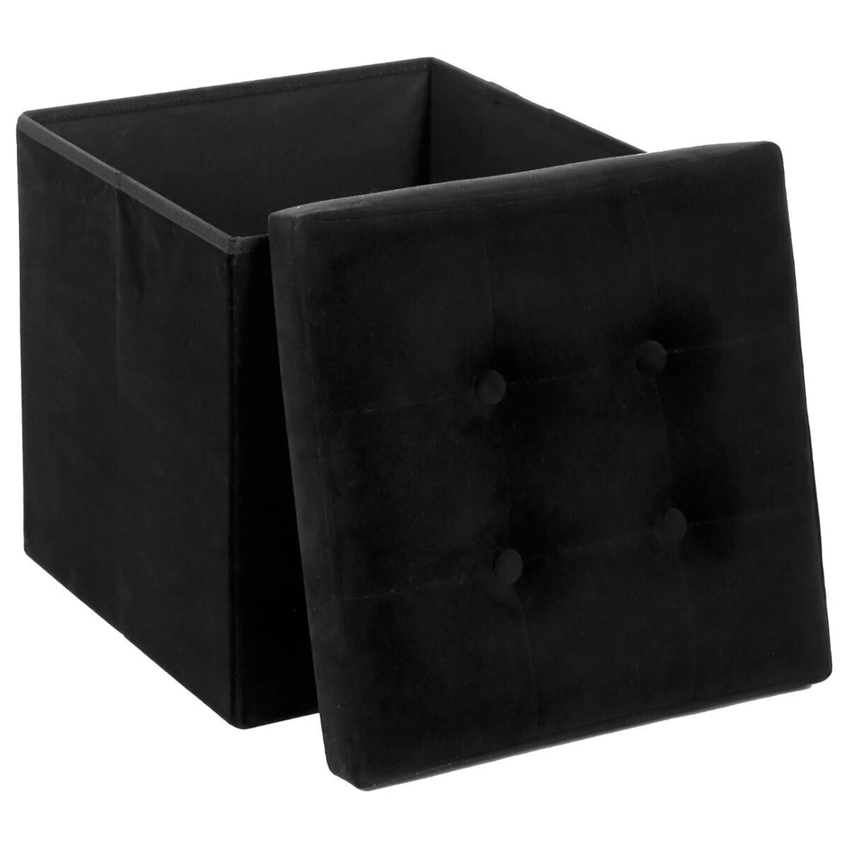 Puf plegable de terciopelo negro Lysander (5)