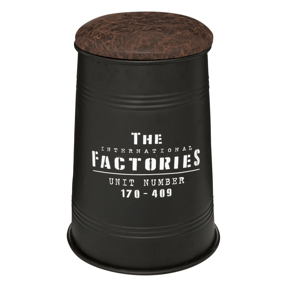Puf canister metal y madera color negro Joao
