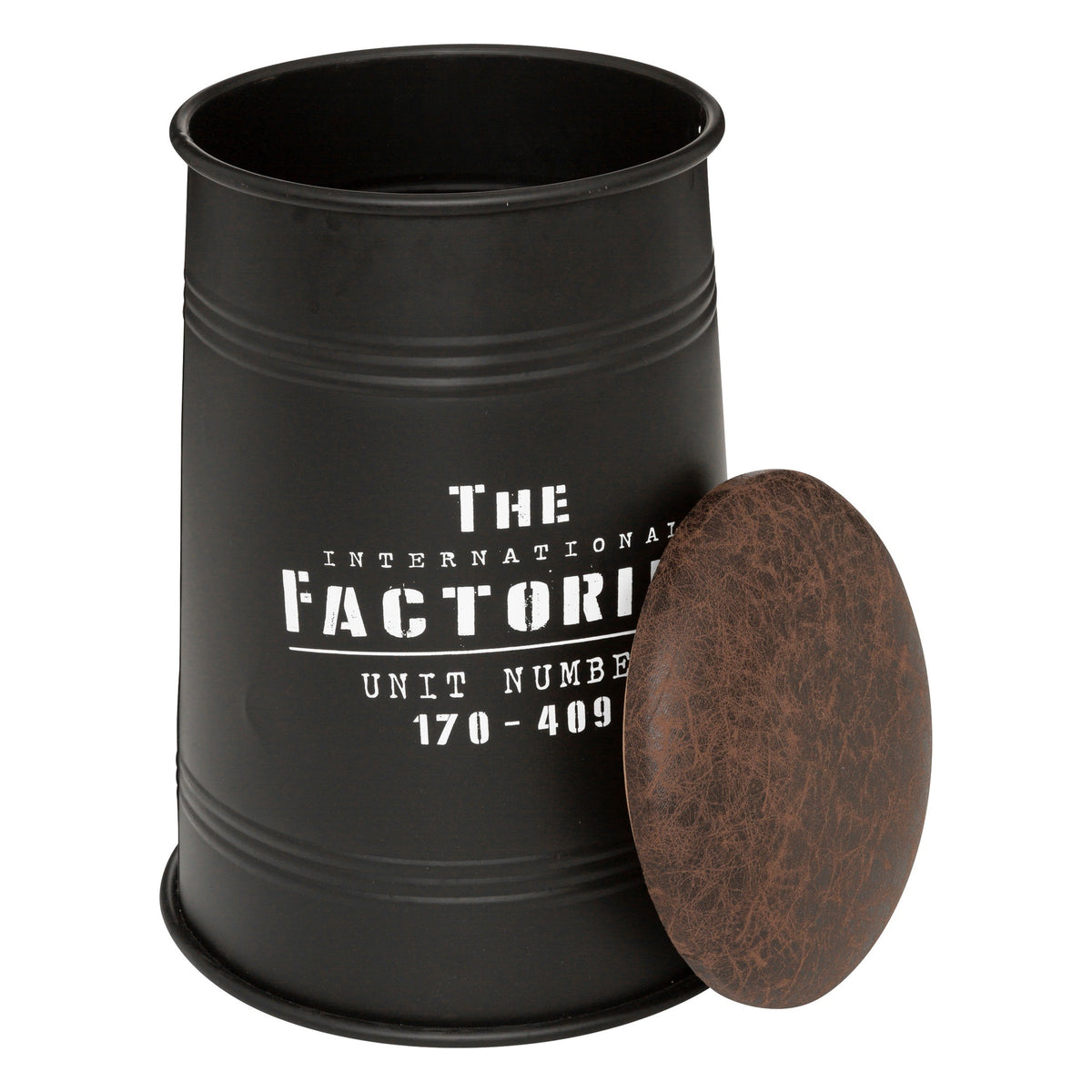 Puf canister metal y madera color negro Joao (5)