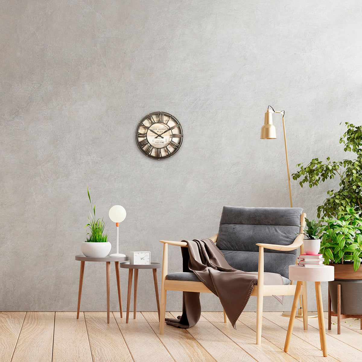 Reloj de pared mecánico de plástico Ø21cm (4)