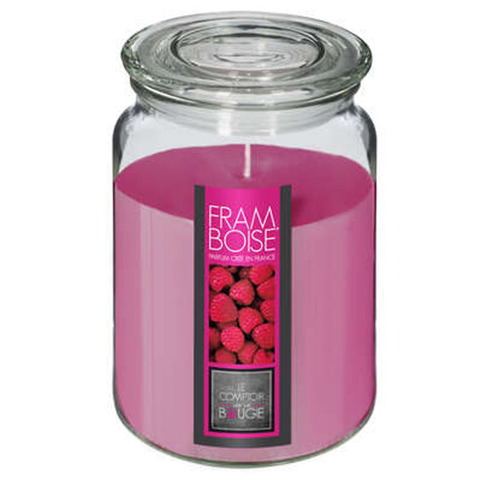 Vela perfumada aroma frambuesa color rosa