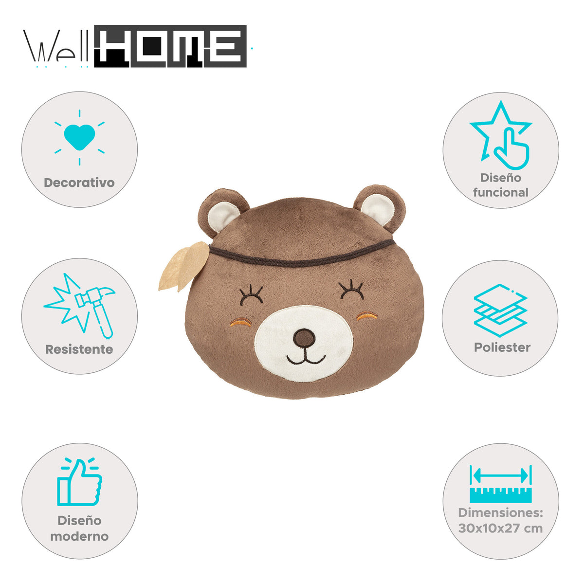 Cojín cabeza de oso infantil (2)