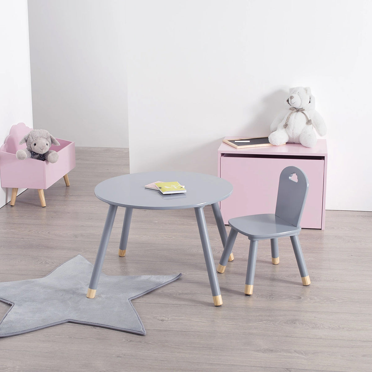 Mesa infantil MDF color azul 60x60x43cm (4)