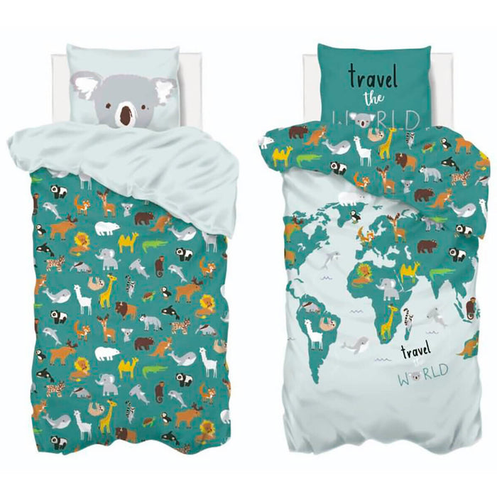 Juego de cama infantil diseño Mapa del mundo