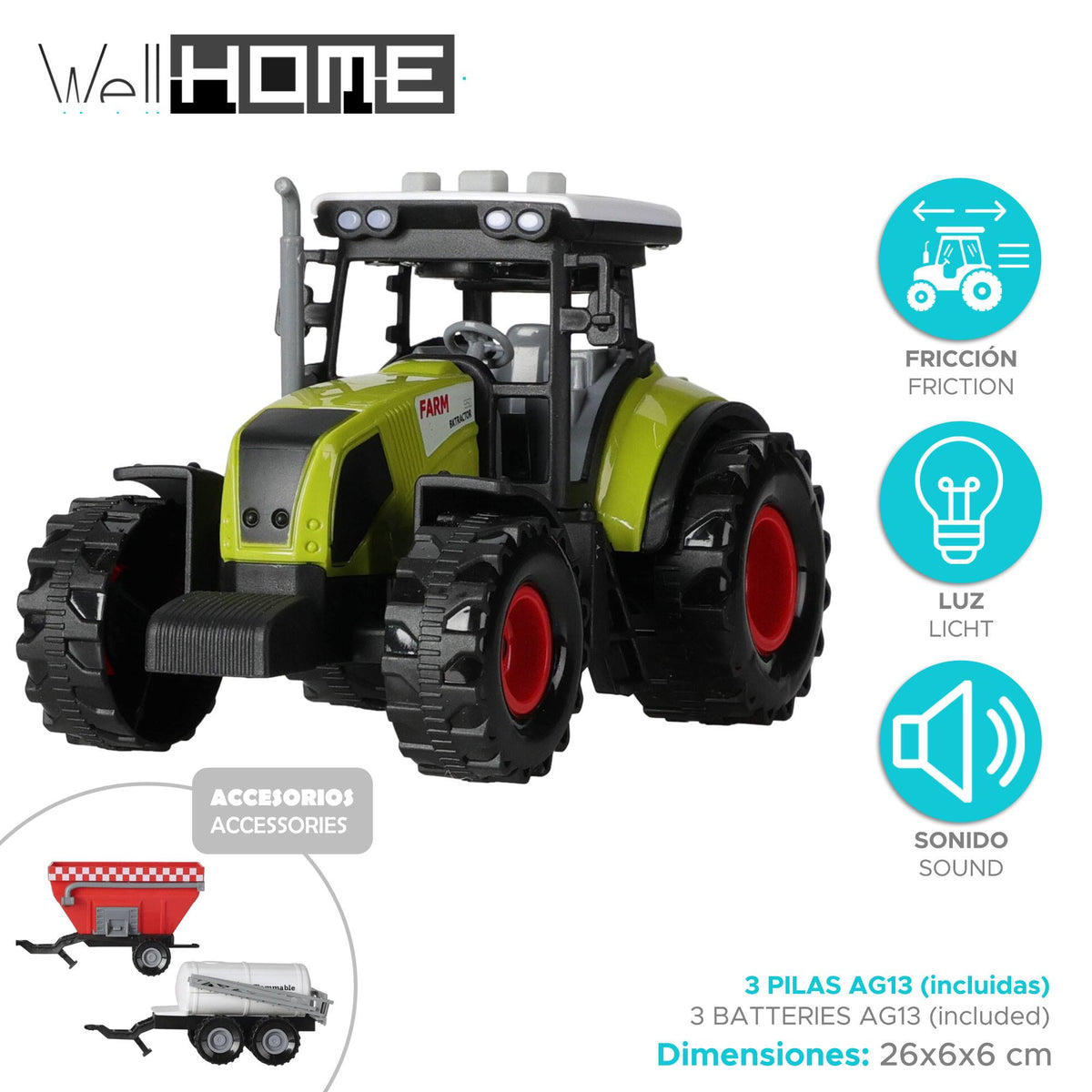 Juguete tractor agrícola 26cm con luz y sonido (2)