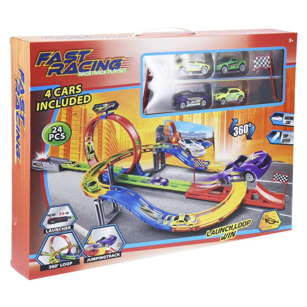 Juguete pista de carreras 130x38x38cm con coches (8)