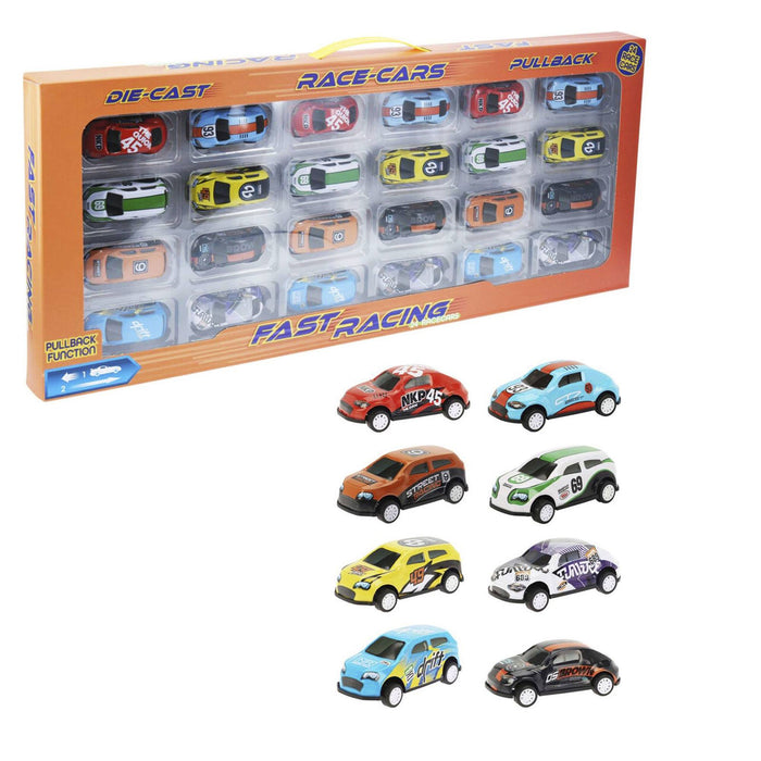 Set 24 coches de 7,5cm con 8 diseños diferentes