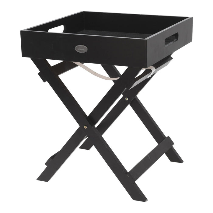 Bandeja de servir madera con patas plegables negro 30x30x36cm