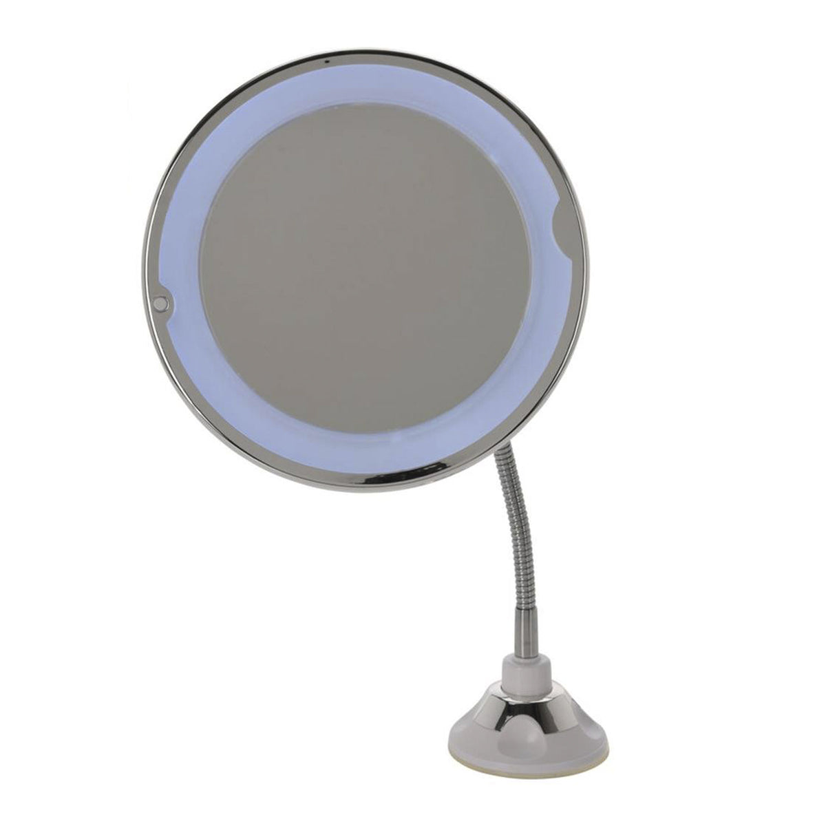 Espejo con soporte LED plateado Ø20,2x40cm