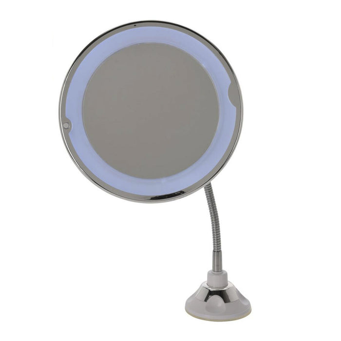 Espejo con soporte LED plateado Ø20,2x40cm