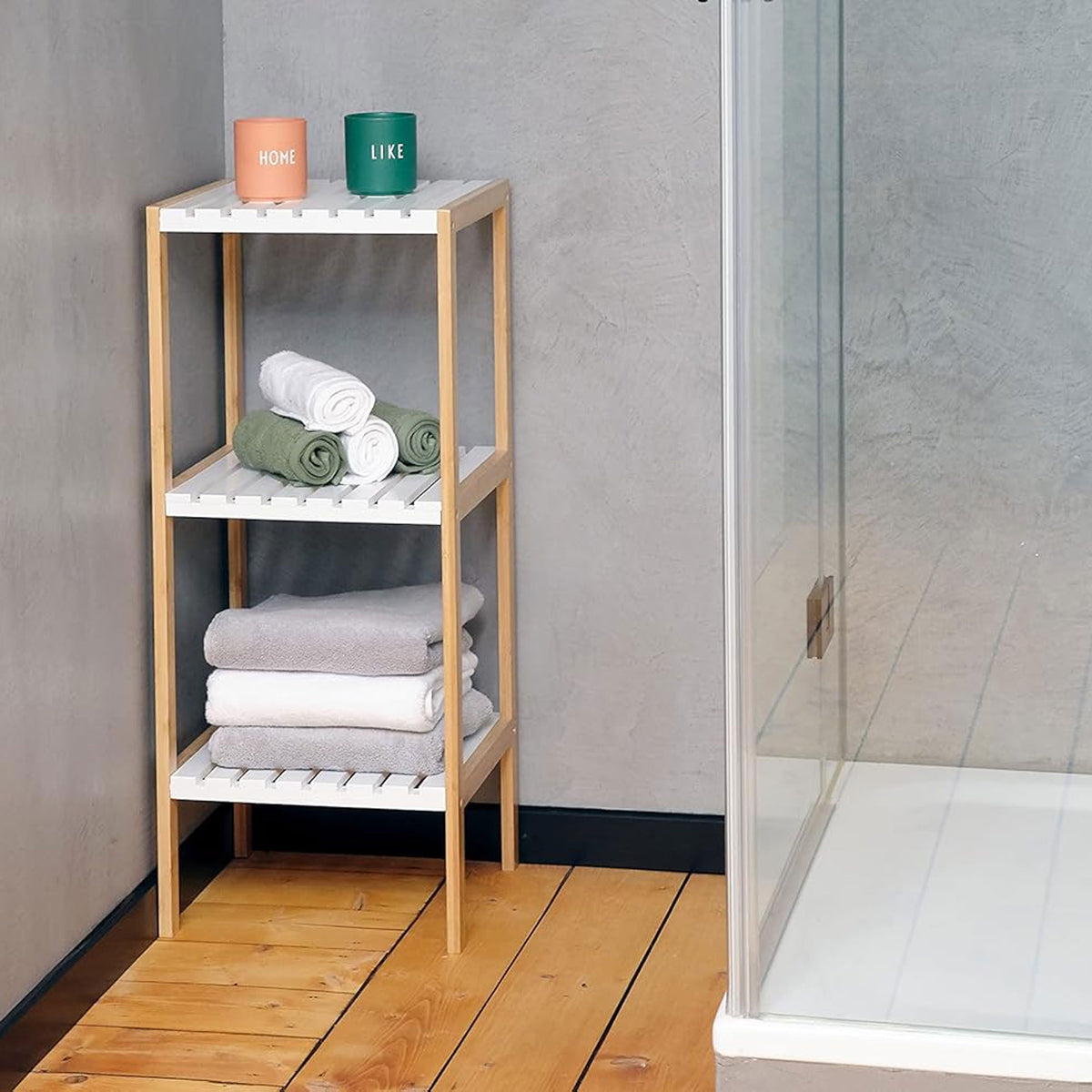 Estantería de baño 3 estantes MDF y bambú H.79cm (4)
