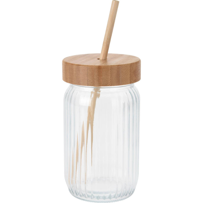 Vaso de cristal con tapa de bambú 500ml