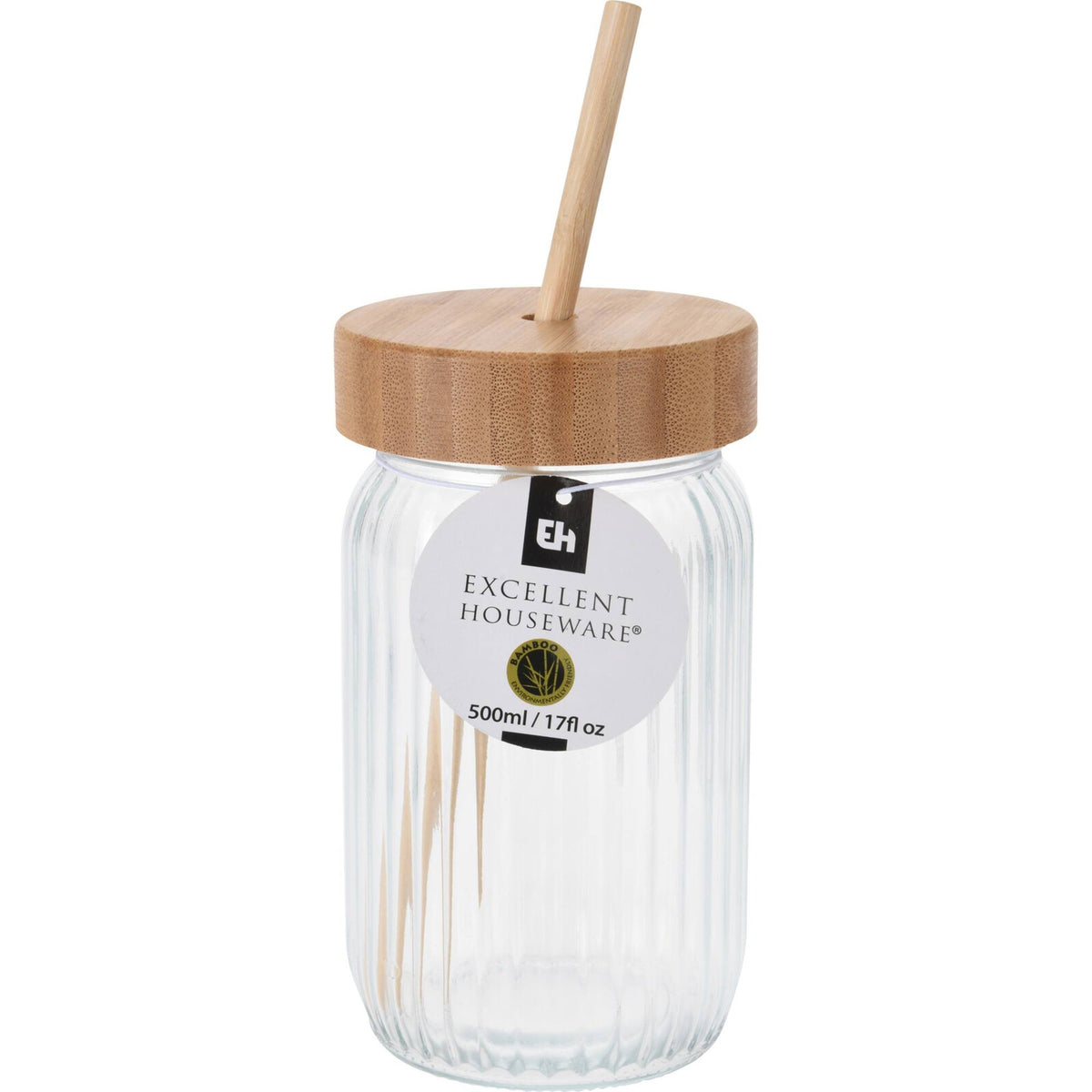 Vaso de cristal con tapa de bambú 500ml (5)