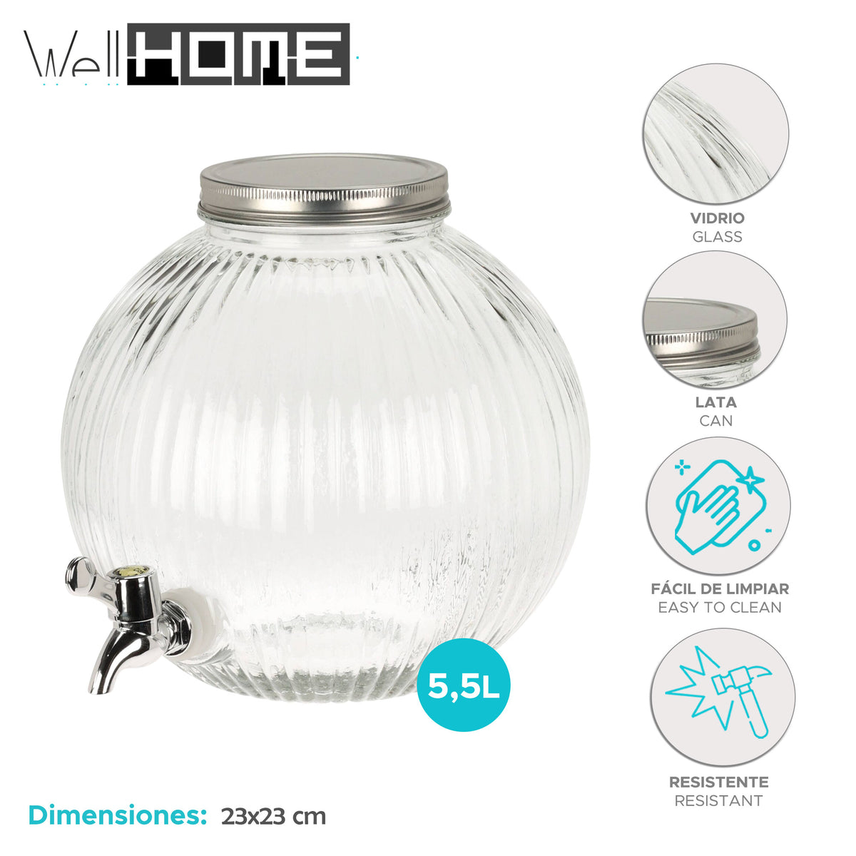 Dispensador de bebida en vidrio 5,5L (2)