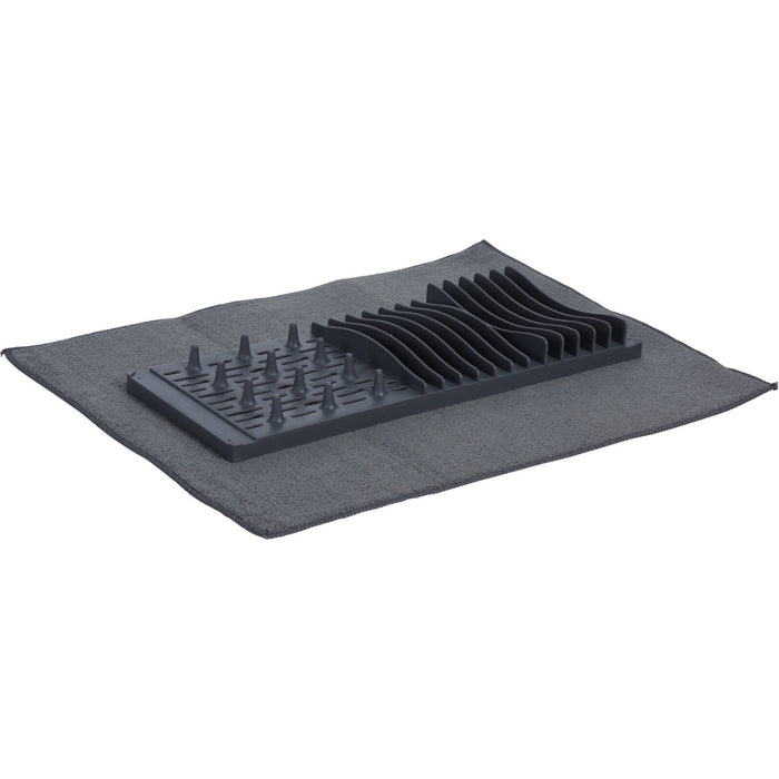 Escurreplatos con alfombrilla de microfibra color gris