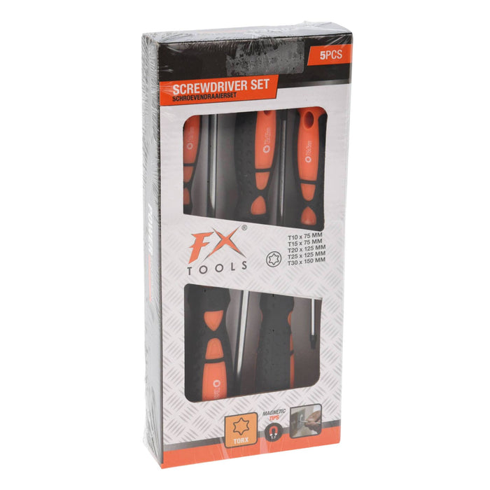 Juego 5 destornilladores acero al carbono naranja y negro