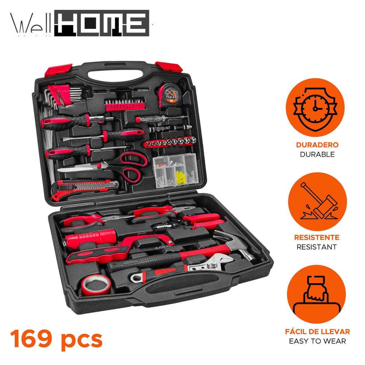 Kit 169 pzs herramientas con estuche negro (2)