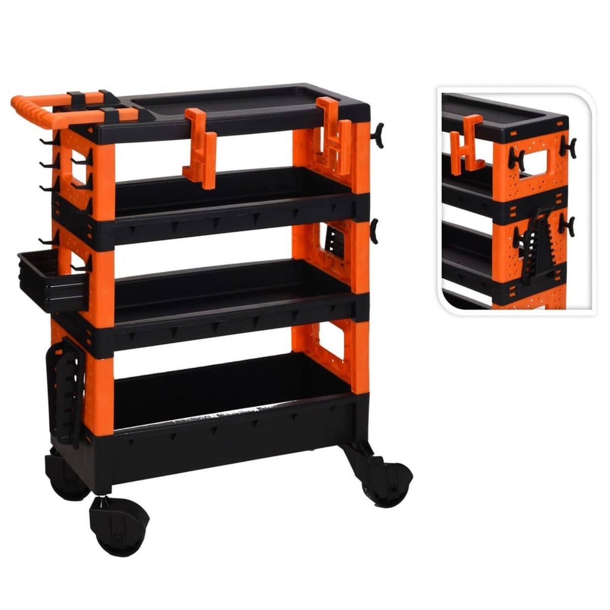 Carro de transporte 68x35x87,5cm negro y naranja (3)