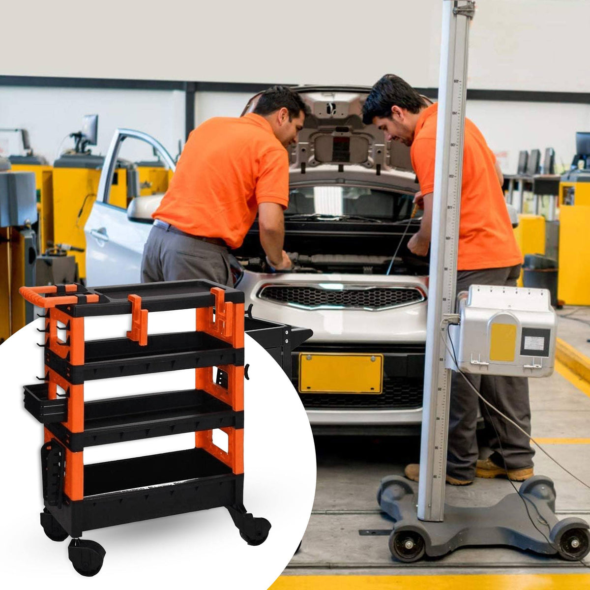 Carro de transporte 68x35x87,5cm negro y naranja (4)