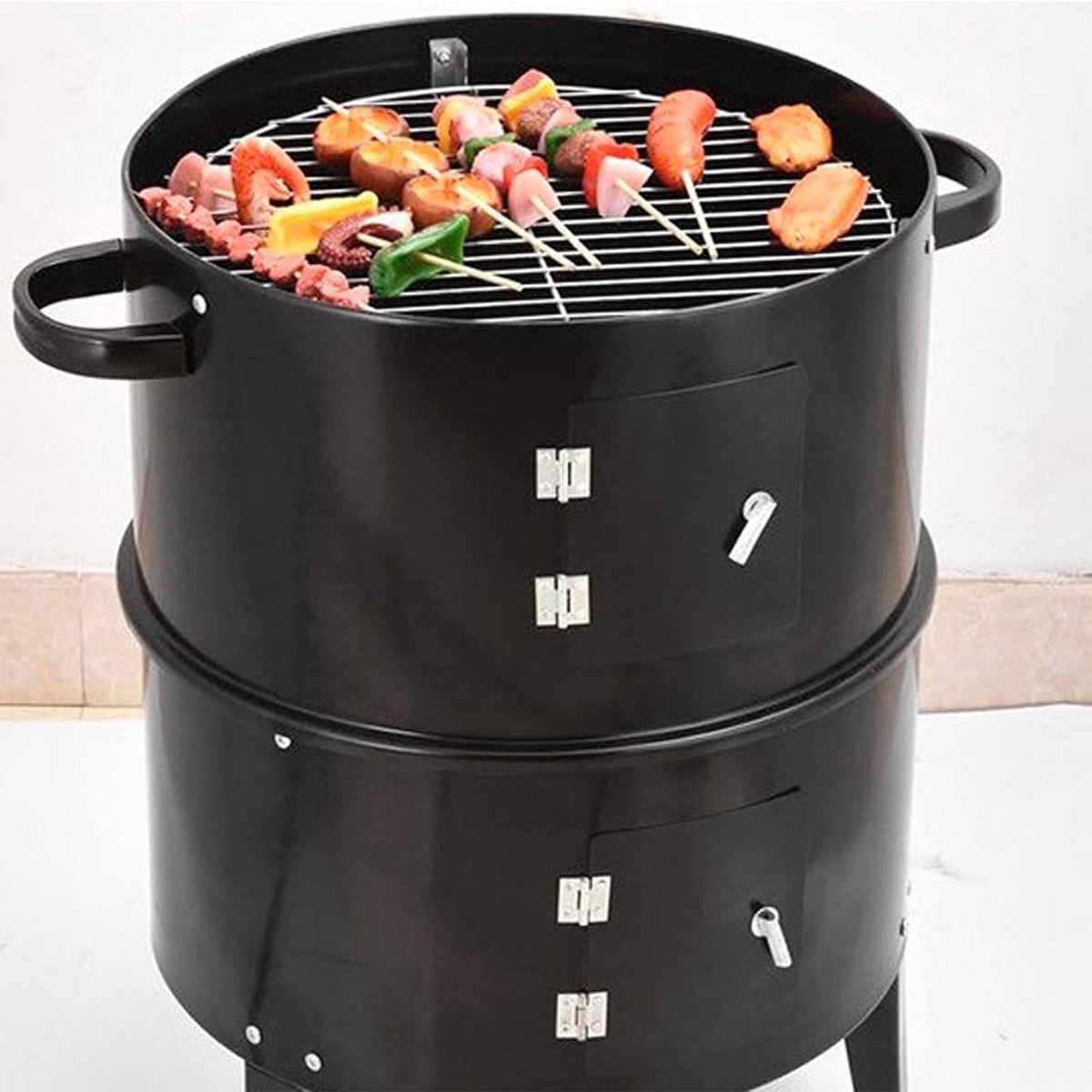 Ahumador BBQ Ø40x78cm con 2 parrillas y termómetro (5)