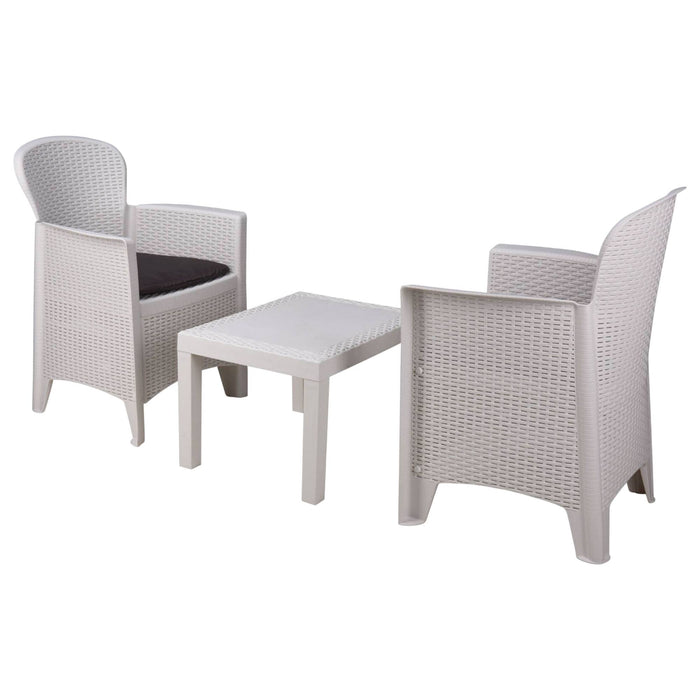 Set de jardín Akita mesa y 2 sillas color blanco para terraza