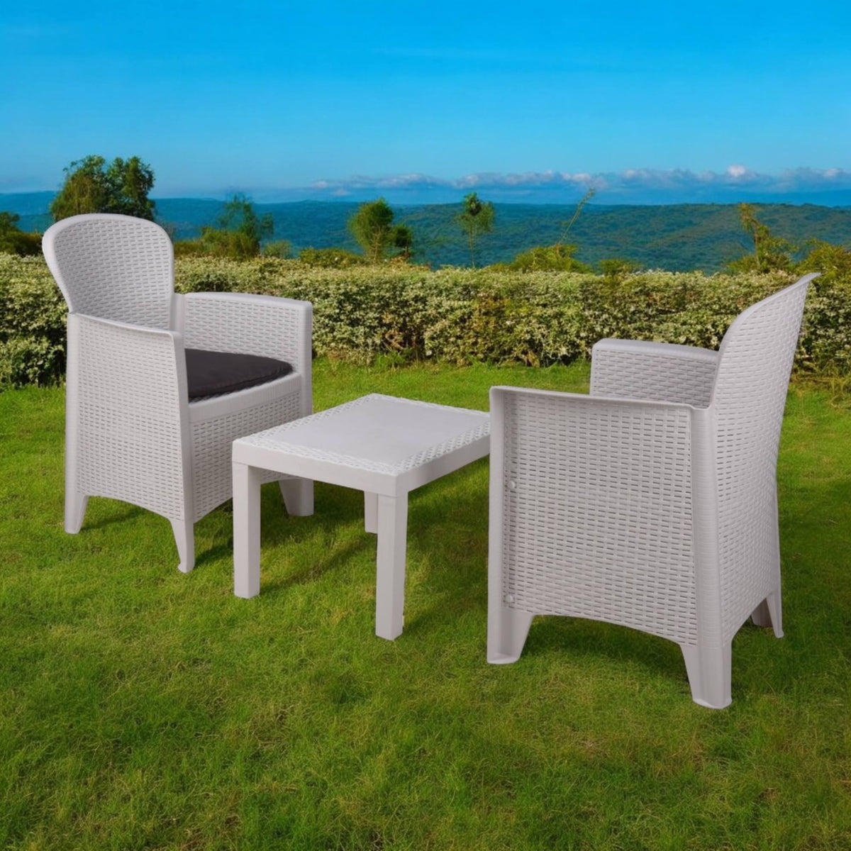 Set de jardín Akita mesa y 2 sillas color blanco para terraza (4)
