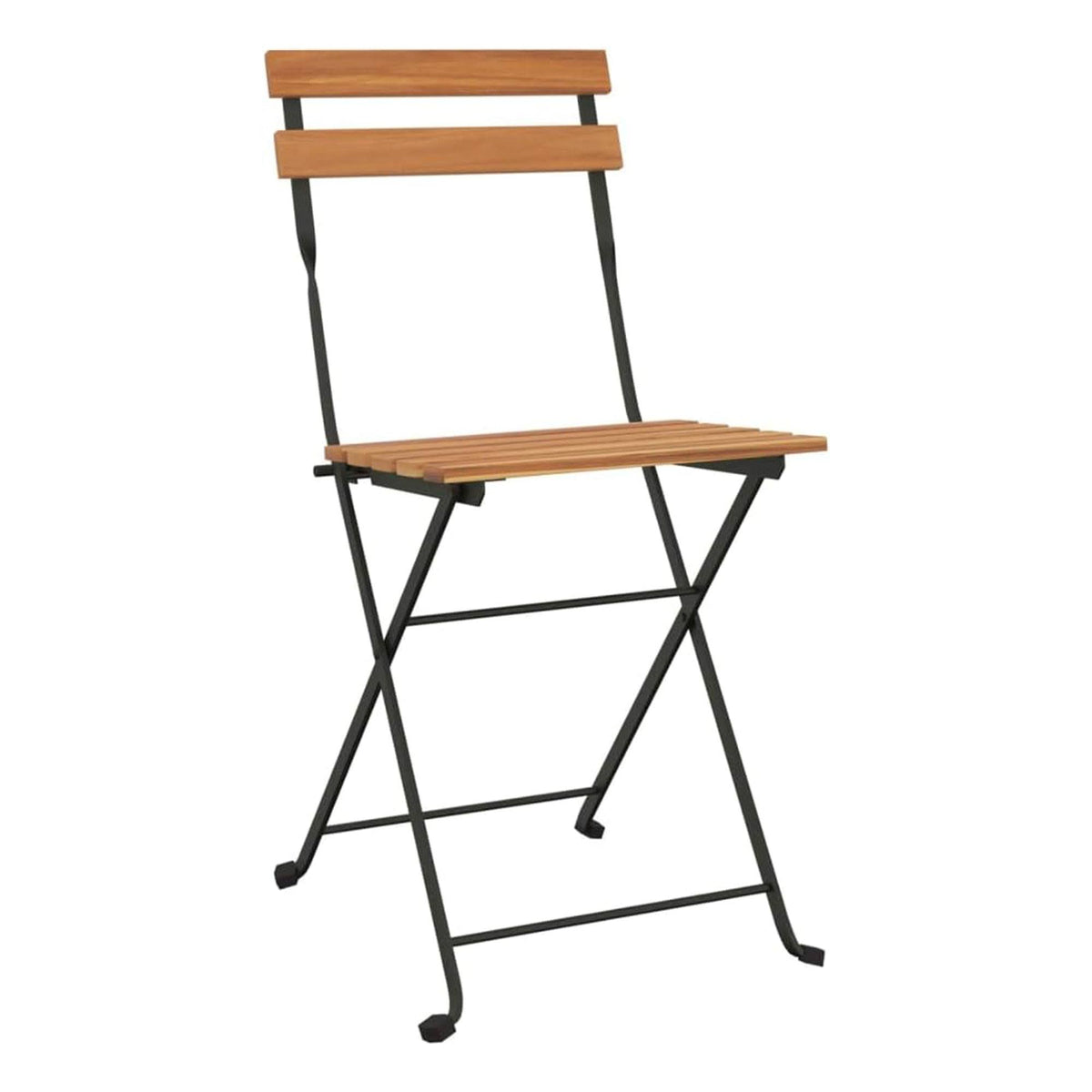 Juego Bistro mesa y 2 sillas madera y acero negro para jardín (4)