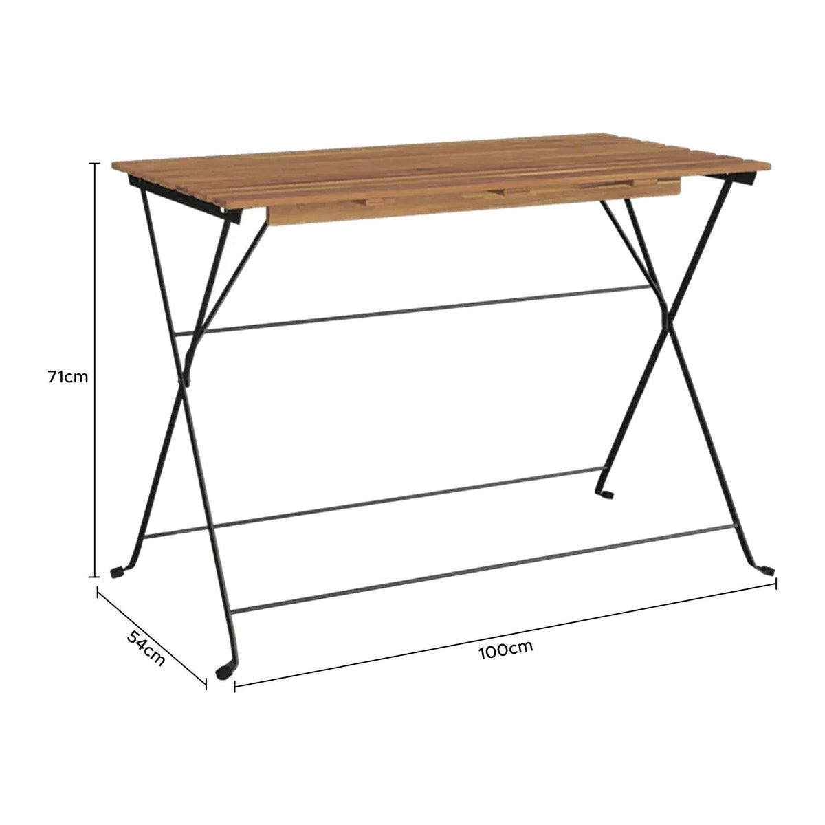 Juego Bistro mesa y 4 sillas madera y acero negro para jardín (4)