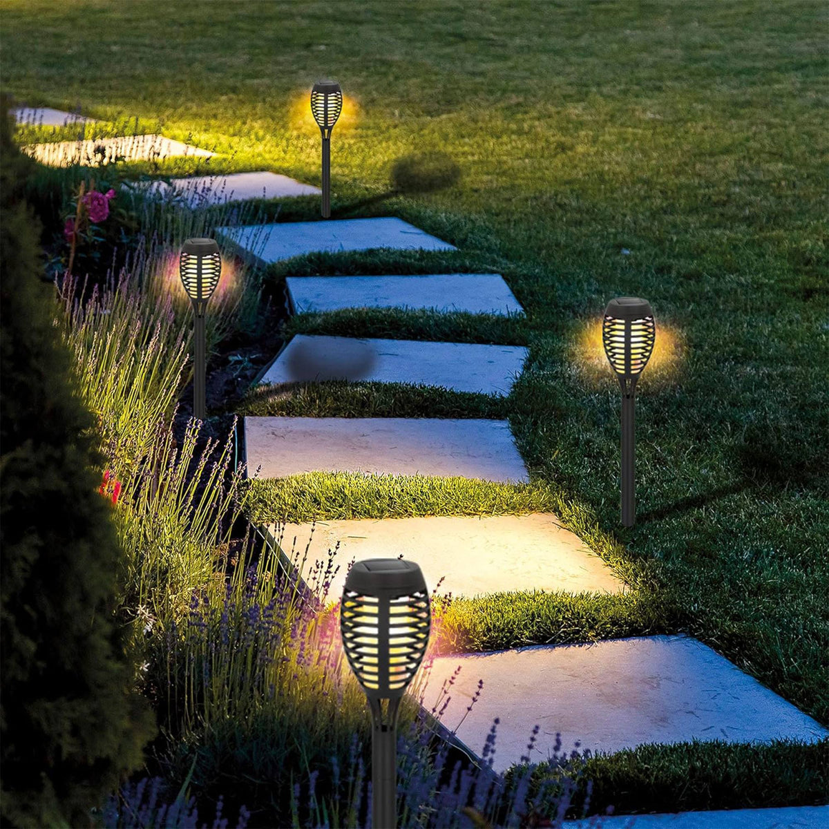 Lámpara solar de jardín Flame con LED H.78cm (4)