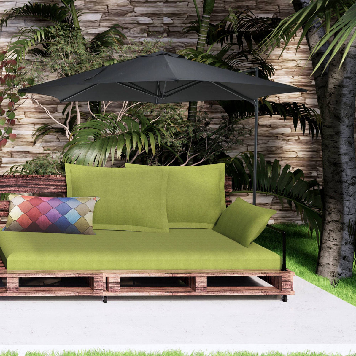 Sombrilla colgante Push Up Ø270cm color antracita base acero (3)