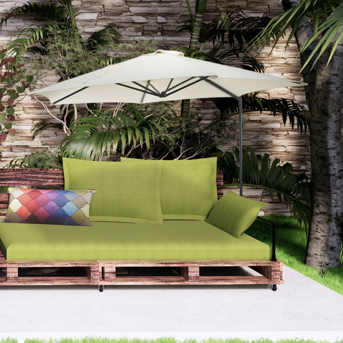 Sombrilla colgante Push Up Ø270cm color crema base acero (3)