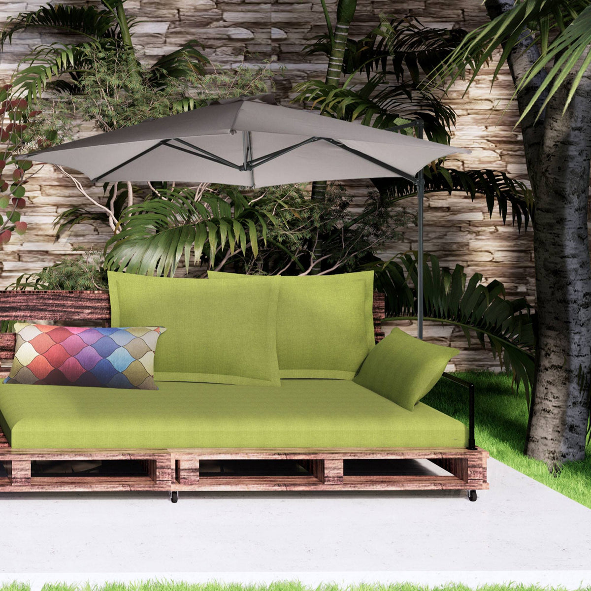 Sombrilla colgante Push Up Ø270cm color topo base acero (3)