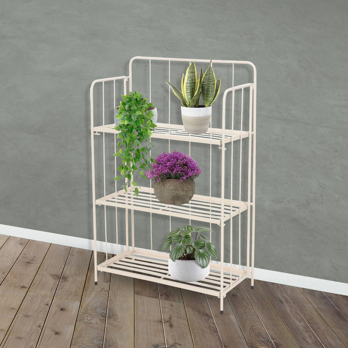 Jardinera 3 niveles metal caliza plegable H.90cm (4)
