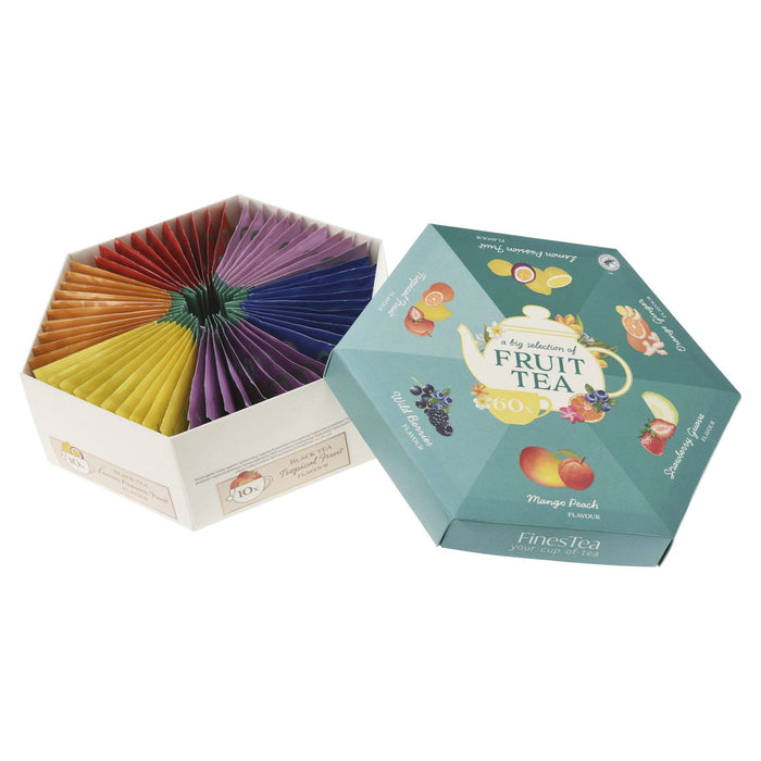 Caja de té hexagonal con 60 bolsitas variados sabores