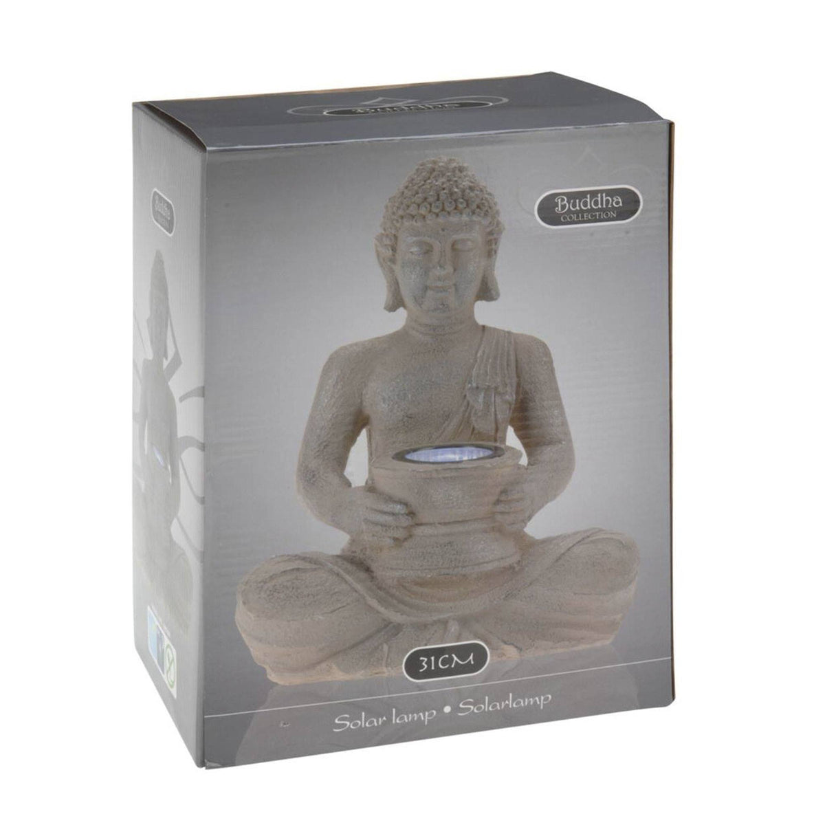 Luz solar Buda polystone acabado plata oxidada 21x14x28cm (3)