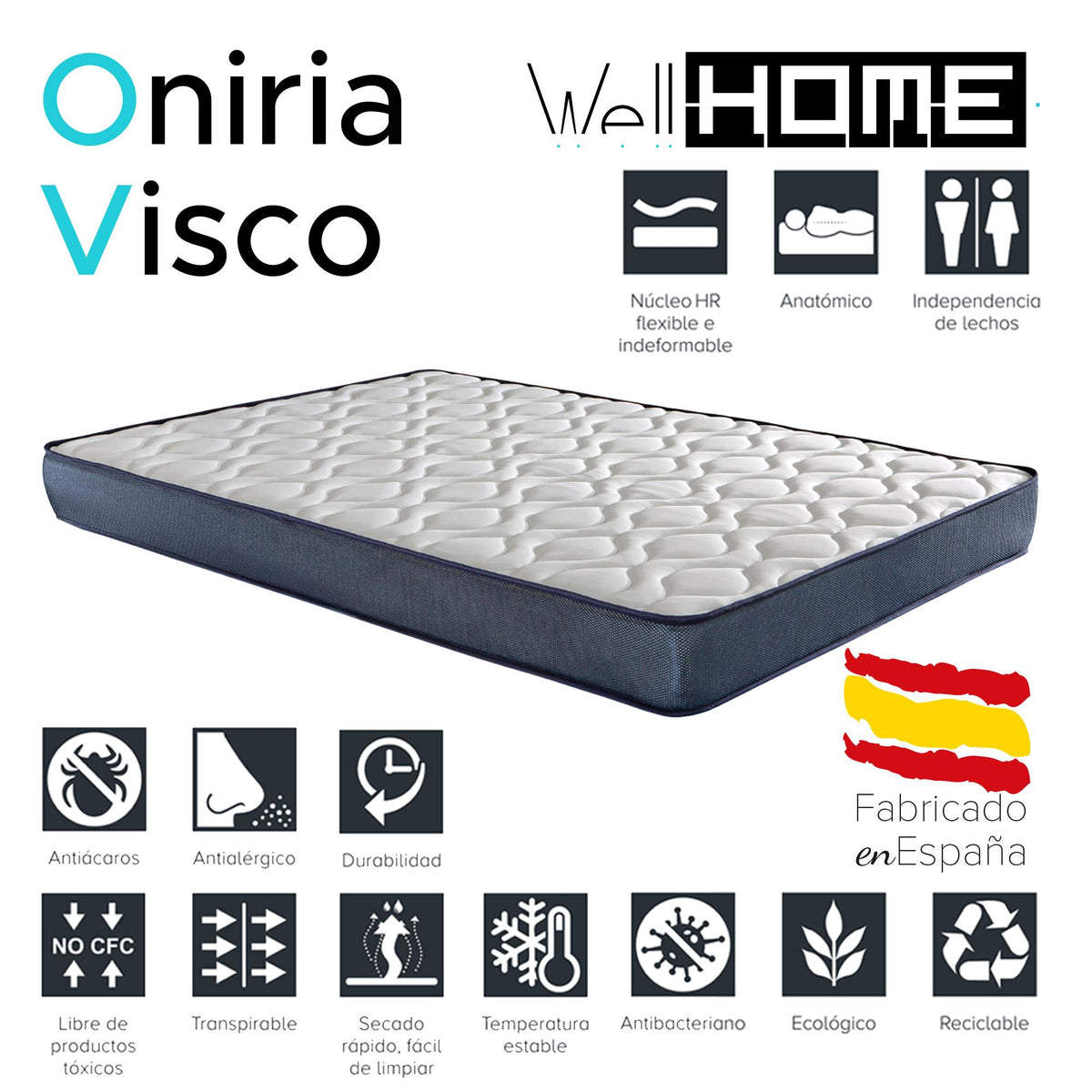 Colchón Oniria Visco transpirable hipoalergénico 90x190cm (2)